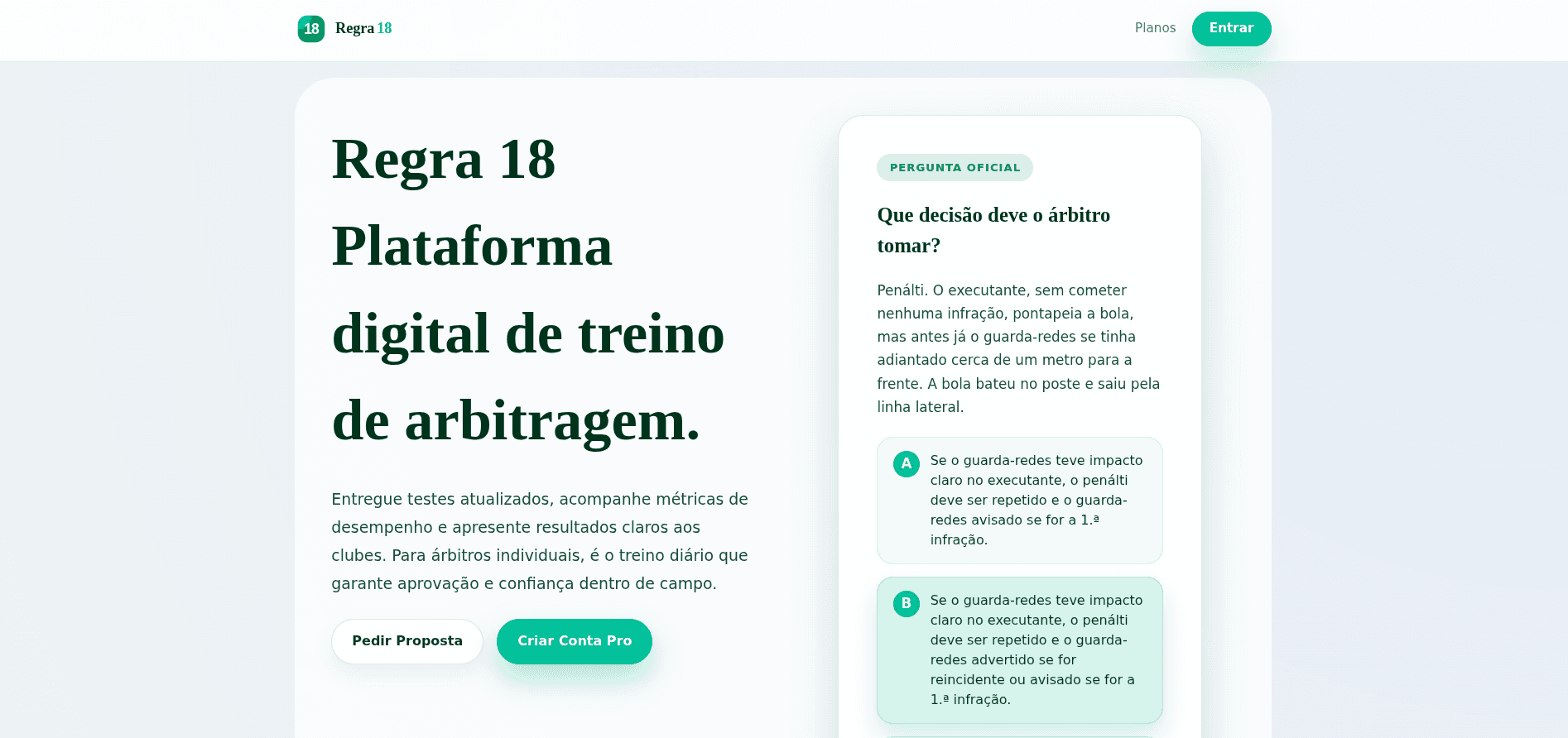 Regra 18 – pré-visualização da interface